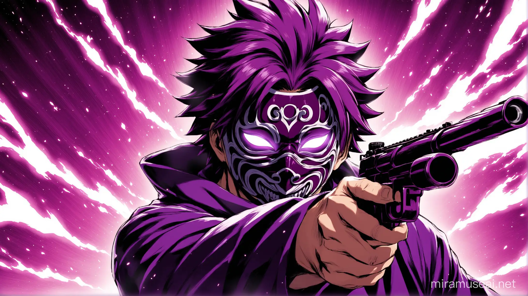 gojo satoru shooting hollow purple. his mask is off