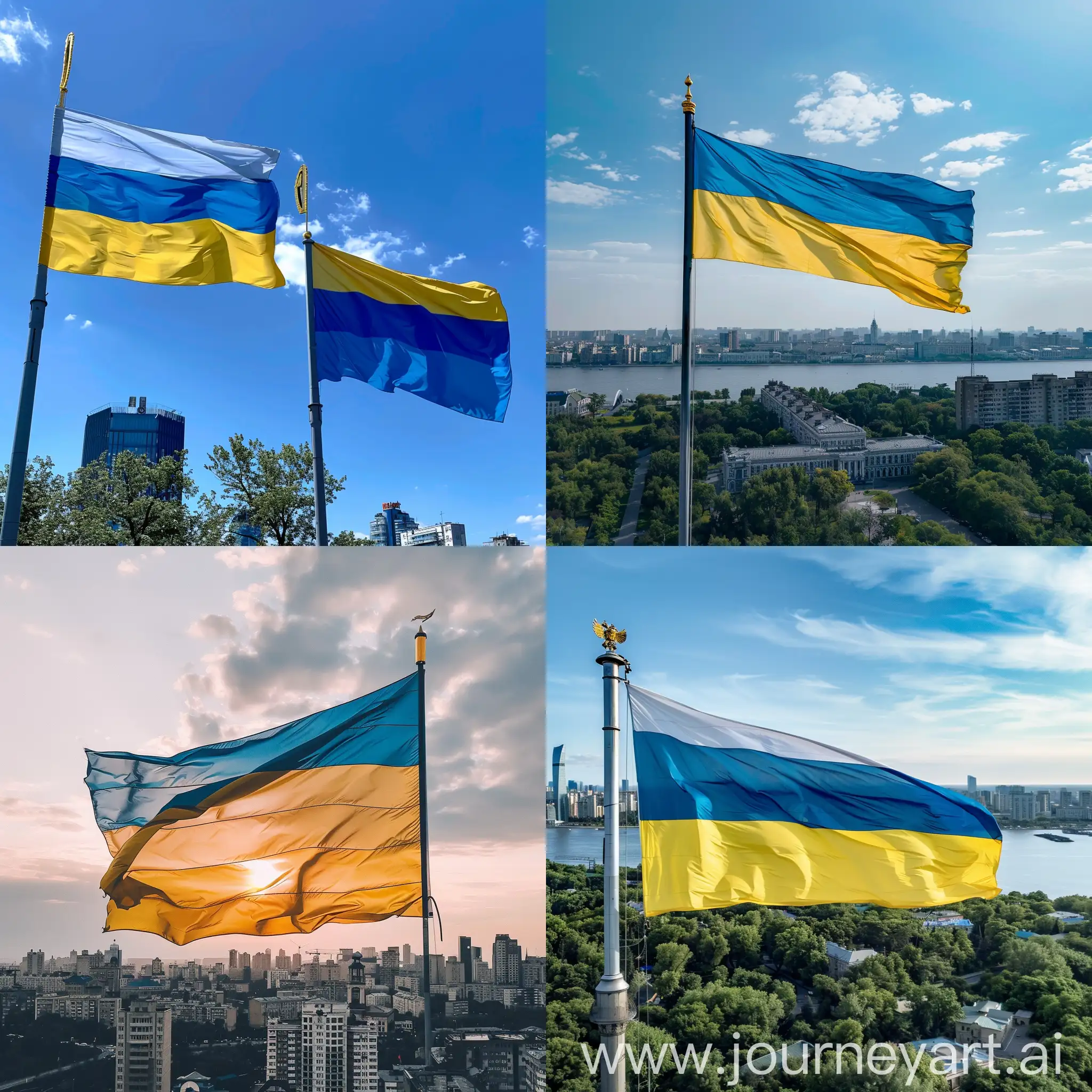 Flag ukraine and sity kyiv