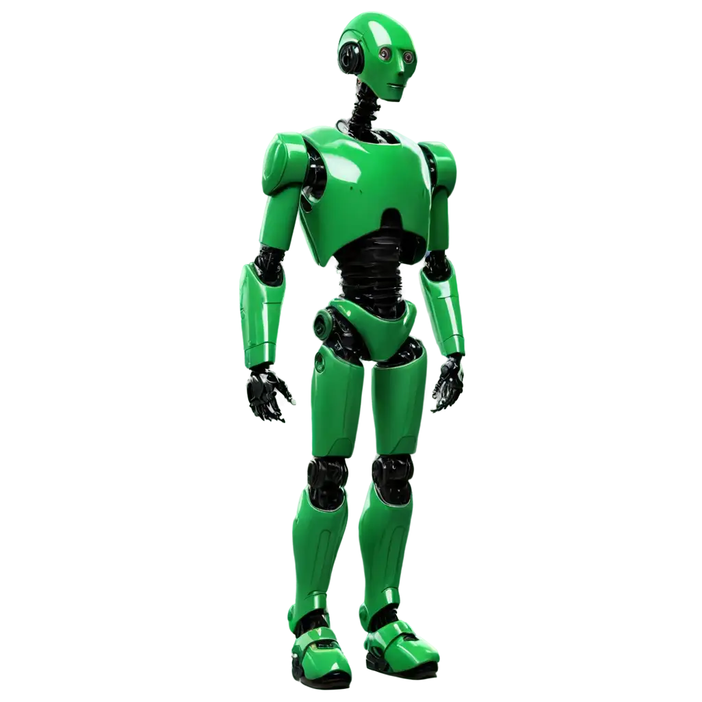Green Robot Full Length Stares Away