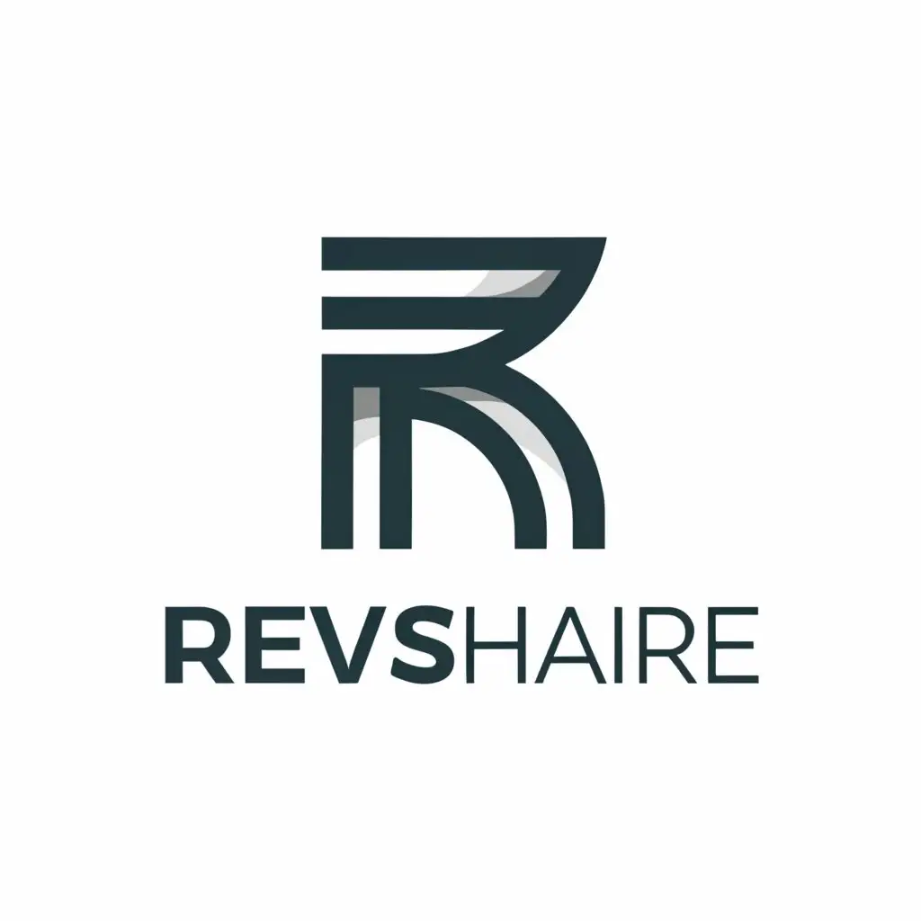 a logo design,with the text 'rev share', main symbol:the symbol of the logo will be the letter 'R'.,Minimalistic,be used in Technology industry,clear background