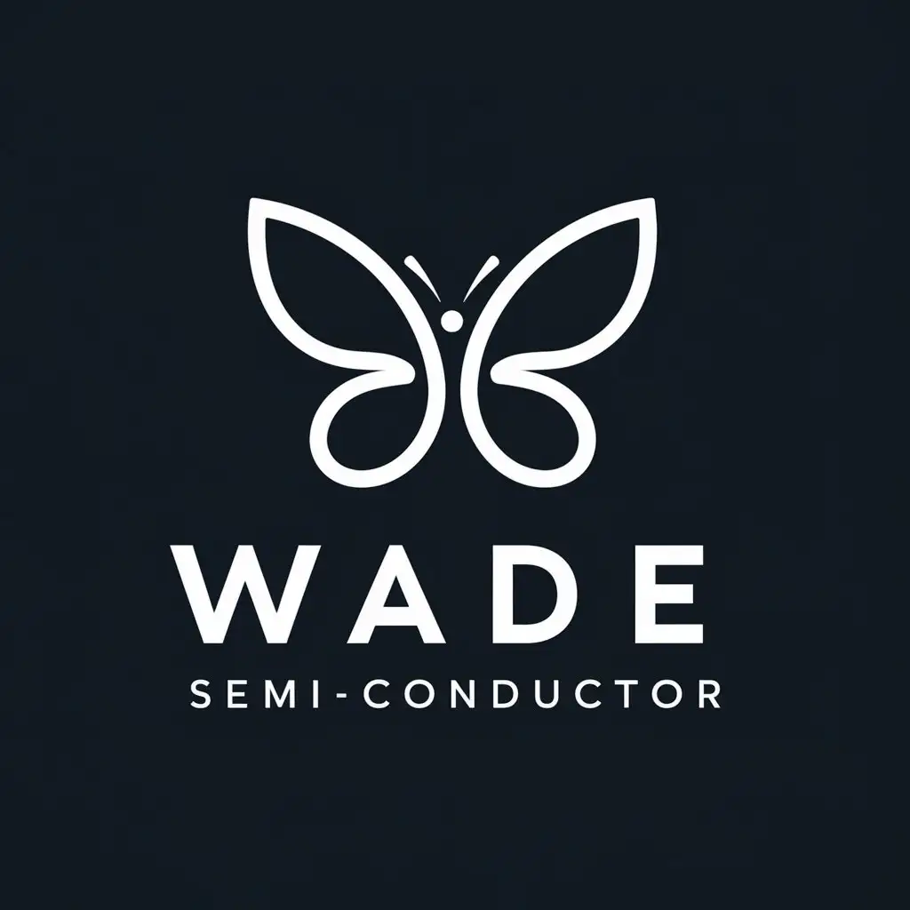 a logo design,with the text "WADE semi-conductor", main symbol:butterfly core design WD,Moderate,be used in Technology industry,clear background