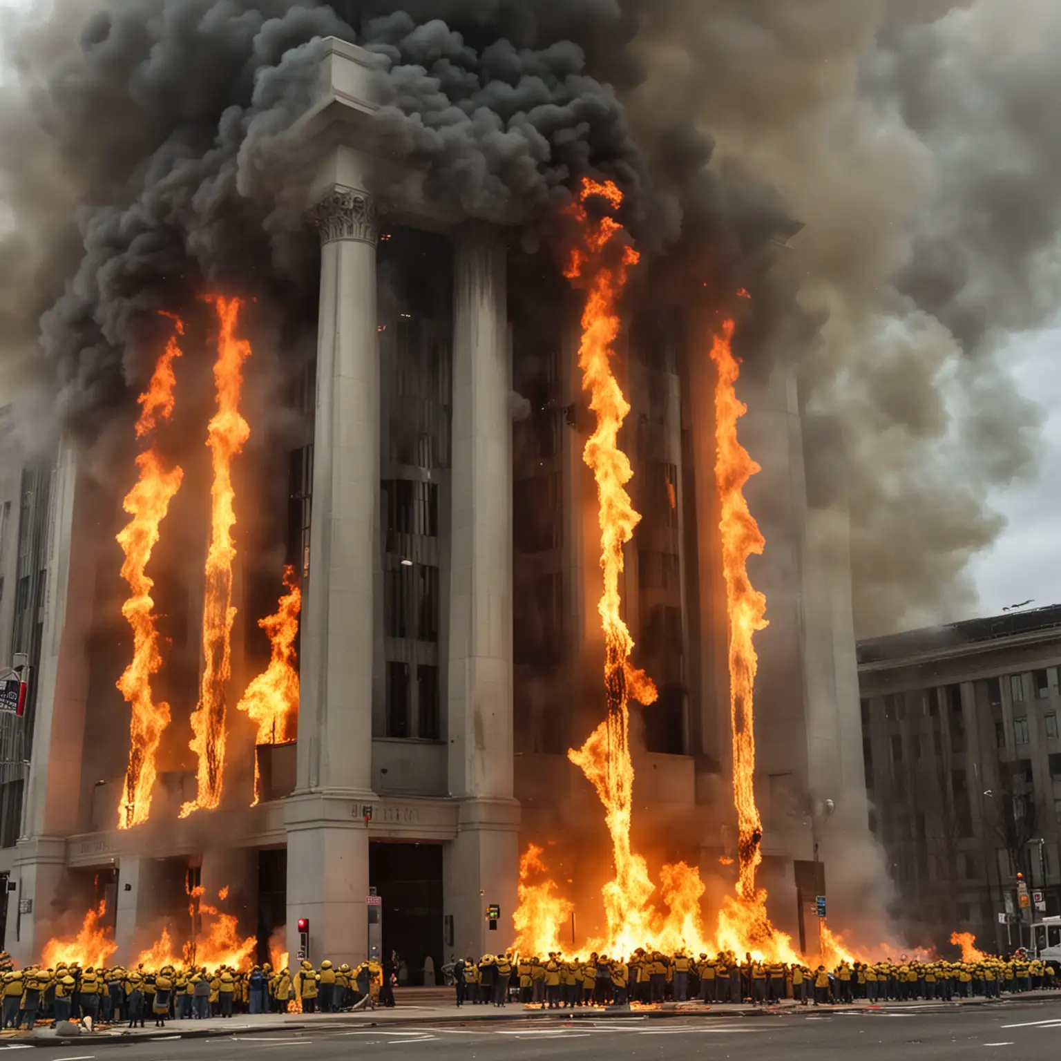 Minions burning down FBI building.