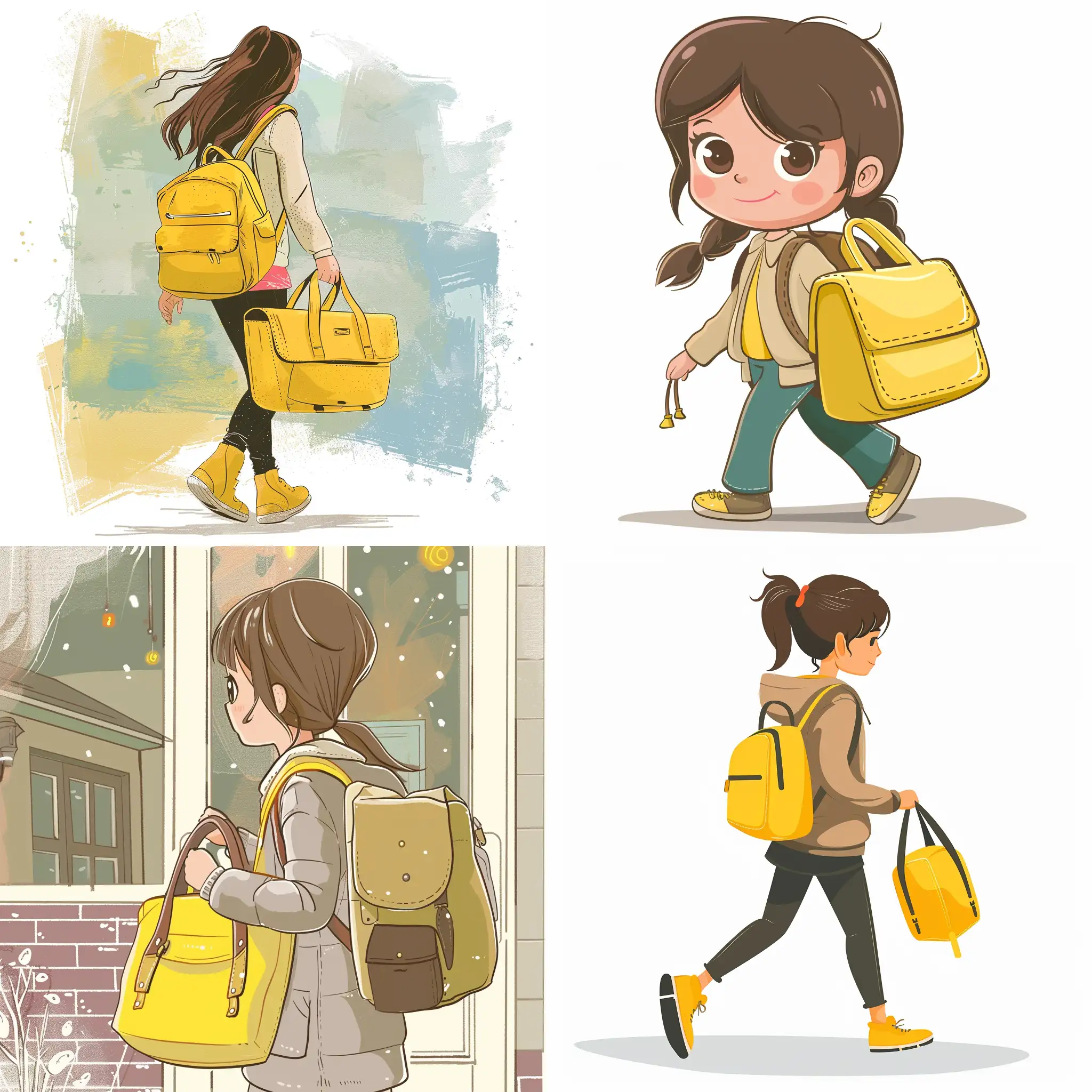 Cartoon-Style-Girl-Arriving-Home-with-Yellow-School-Bag