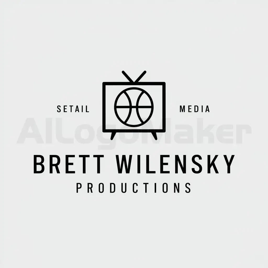 a logo design,with the text "Brett wilensky productions", main symbol:Television with a basketball inside,Moderate,be used in Retail industry,clear background