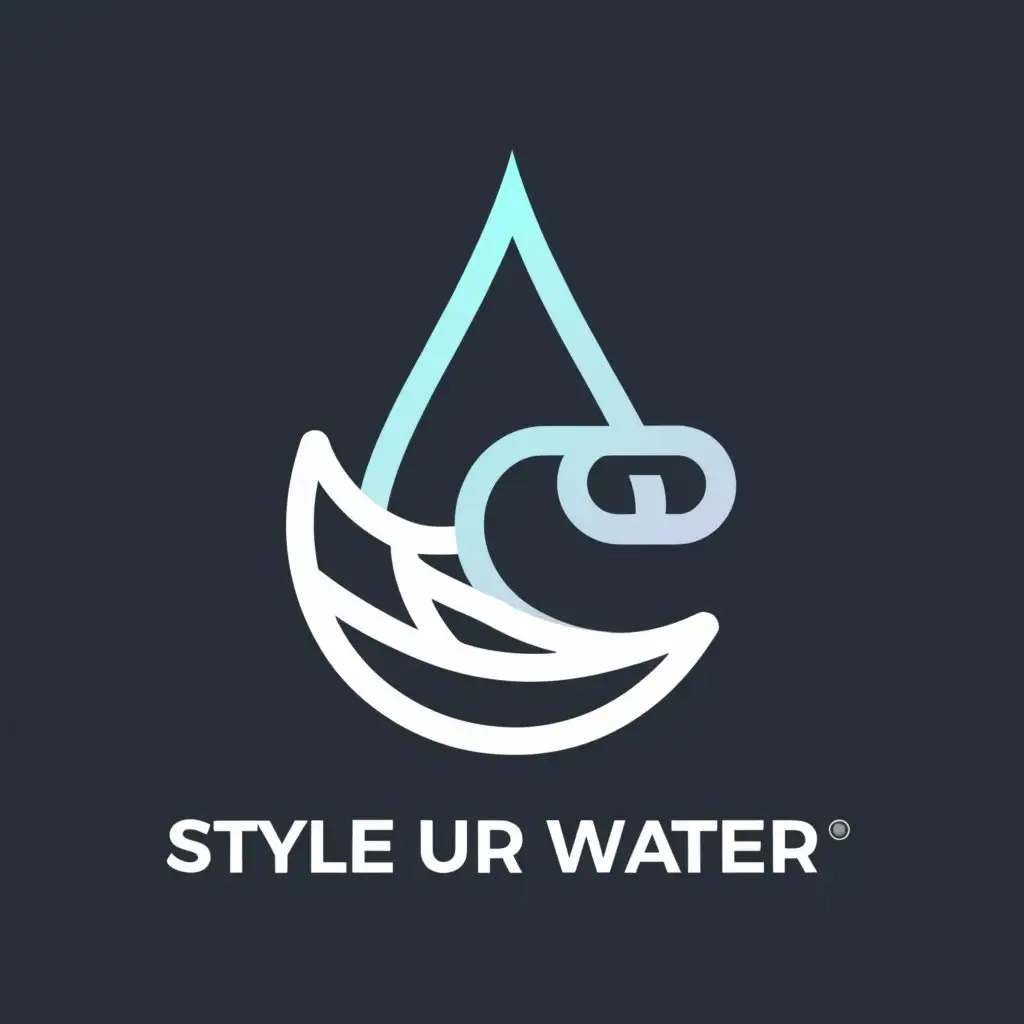 a logo design,with the text "STYLE UR WATER", main symbol:Water drop,Moderate,be used in Home Family industry,clear background