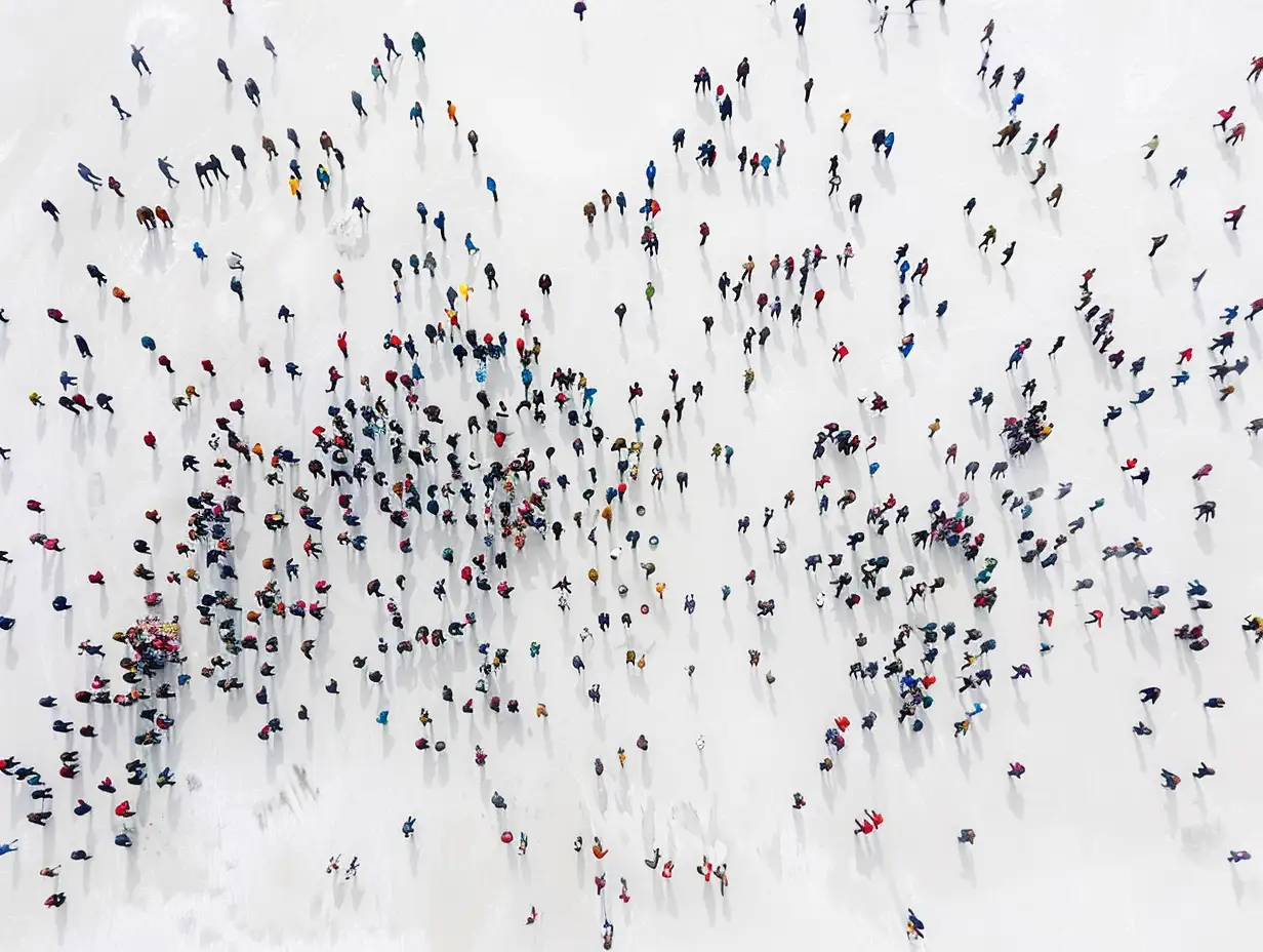Tibetan-Style-Crowd-Gathering-on-Snowy-Plains