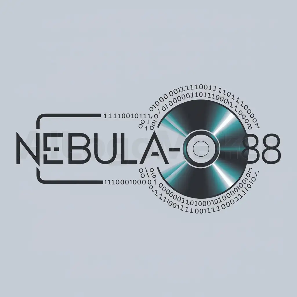 a logo design,with the text "NEBULA-88", main symbol:A CD disk, binary code,Moderate,be used in Entertainment industry,clear background