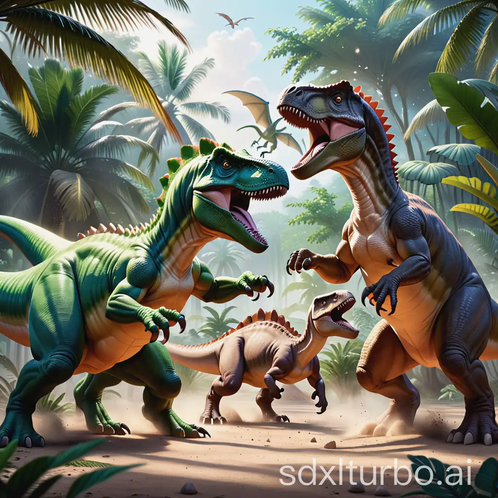 Dinosaurs fighting