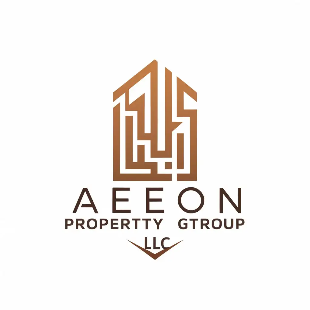 a logo design,with the text "Aeon Property Group LLC", main symbol:"""
create a eye-catching logo, "Aeon Property Group LLC".  BUSINESS IS ABOUT REAL STATE IN MIAMI FLORIDA.

Key Points:
- The logo should incorporate my company name in a creative and appealing manner, ensuring it's clear and easy to read.
- The design should be abstract in nature. I'm open to innovative, out-of-the-box concepts.
- The color scheme primarily involves rose gold or bronze. these colors effectively to create a visually appealing logo.
- A sans-serif font is preferred for this design. This should be used for the company name within the visual concept.
""",Moderate,be used in Real Estate industry,clear background
