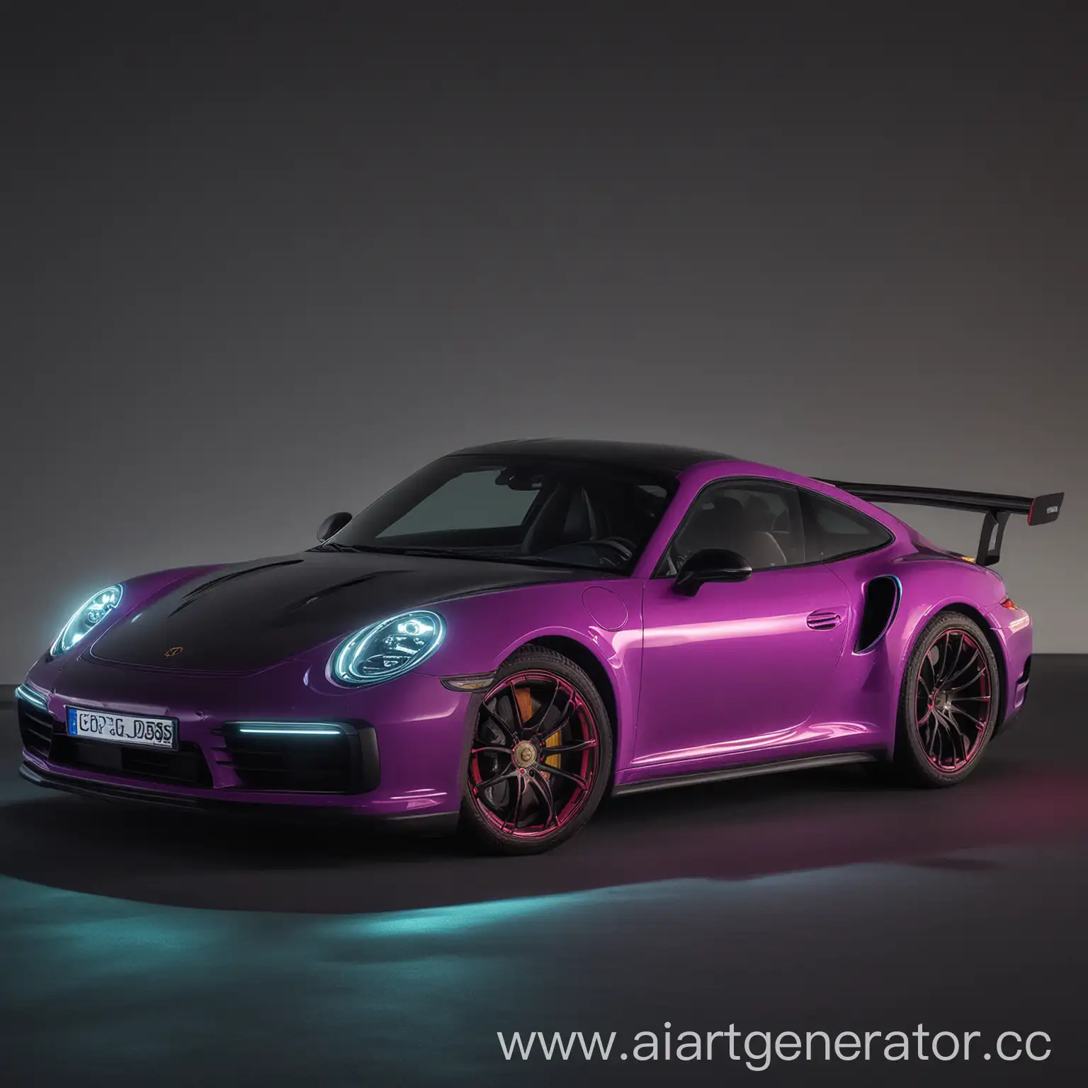 Neon-Porsche-911-Turbo-S-Speeding-Through-City-Streets-at-Night