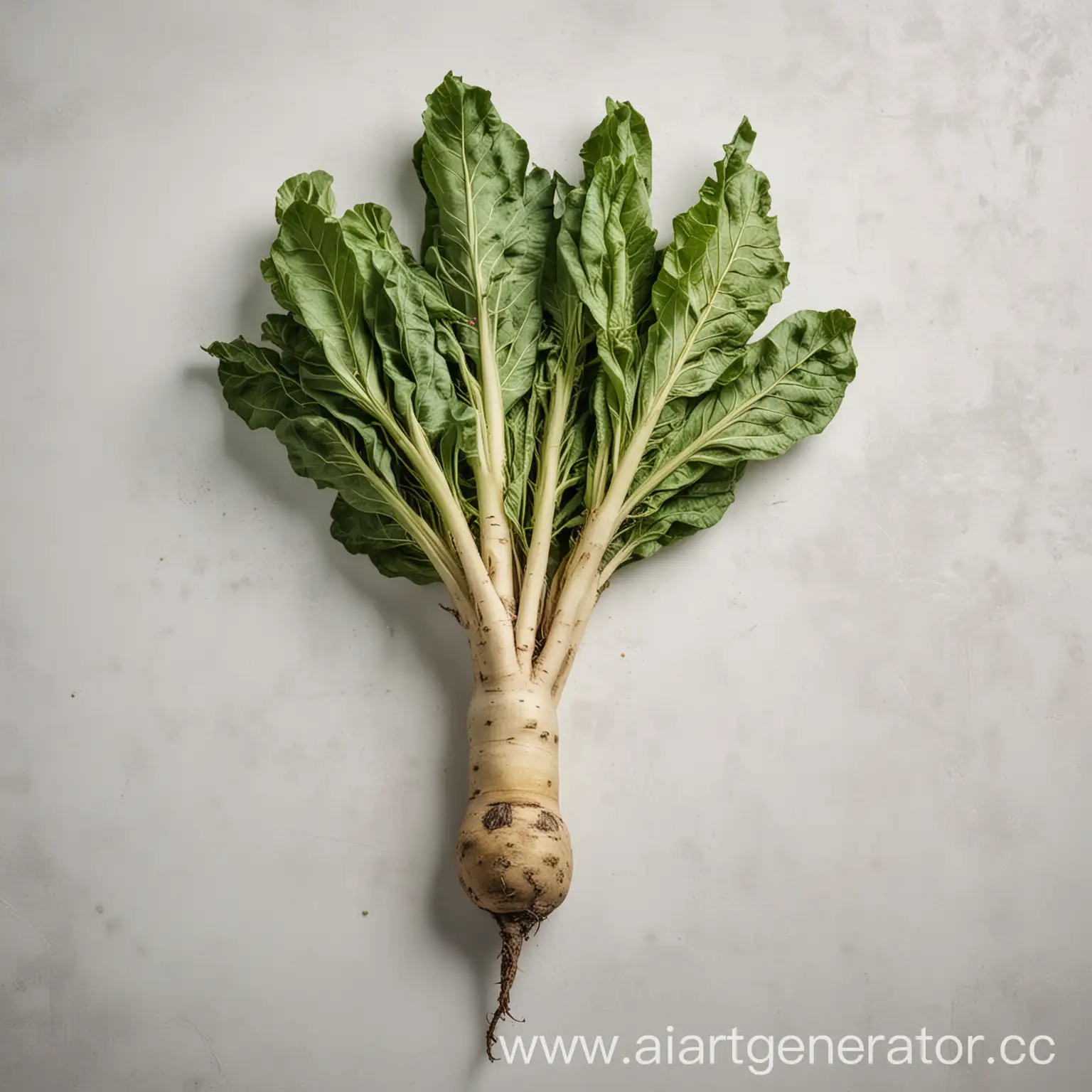 Green-Sugar-Beet-with-Leaves-on-White-Background