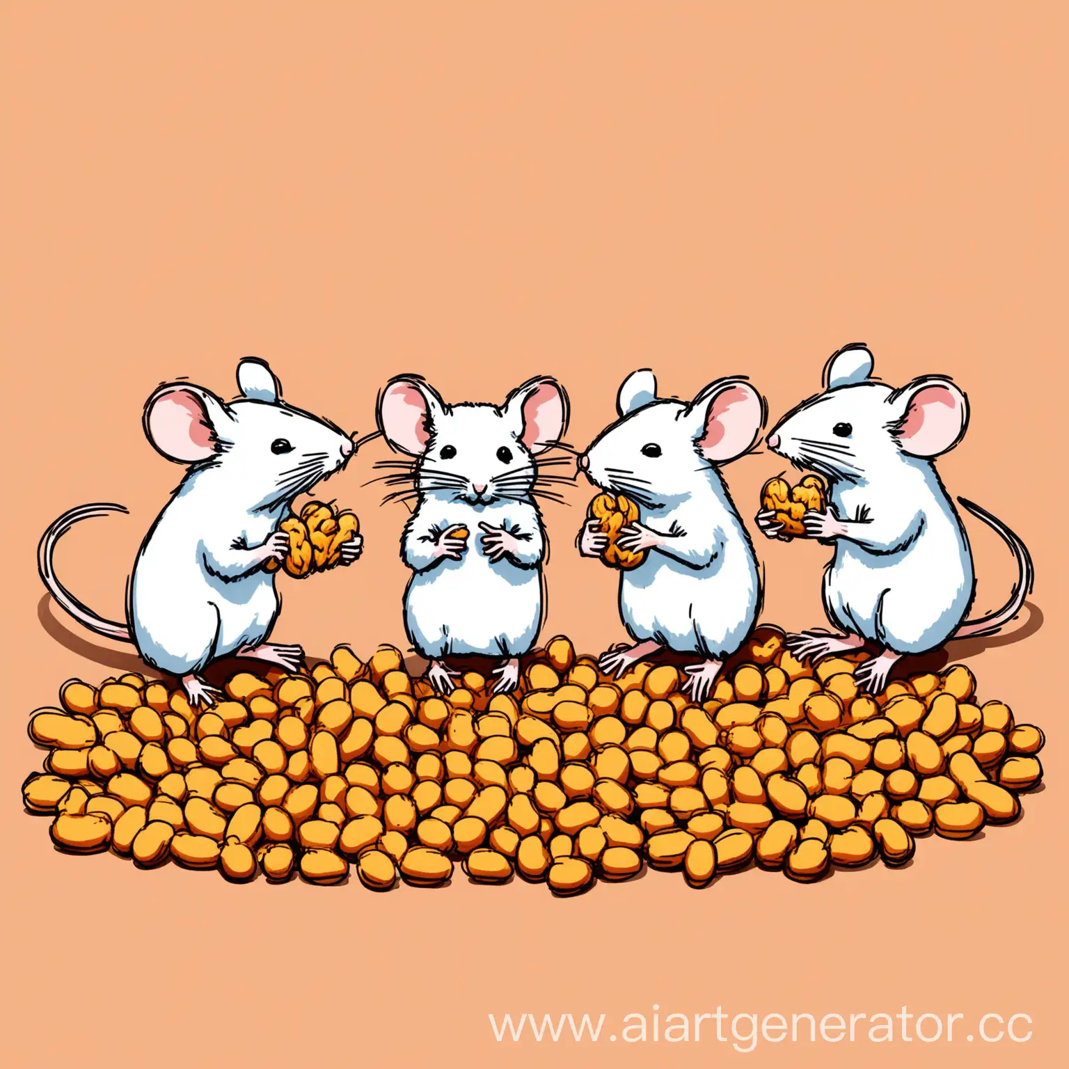 Three-Designer-Mice-Enjoying-Peanuts-in-a-Stylish-Setting