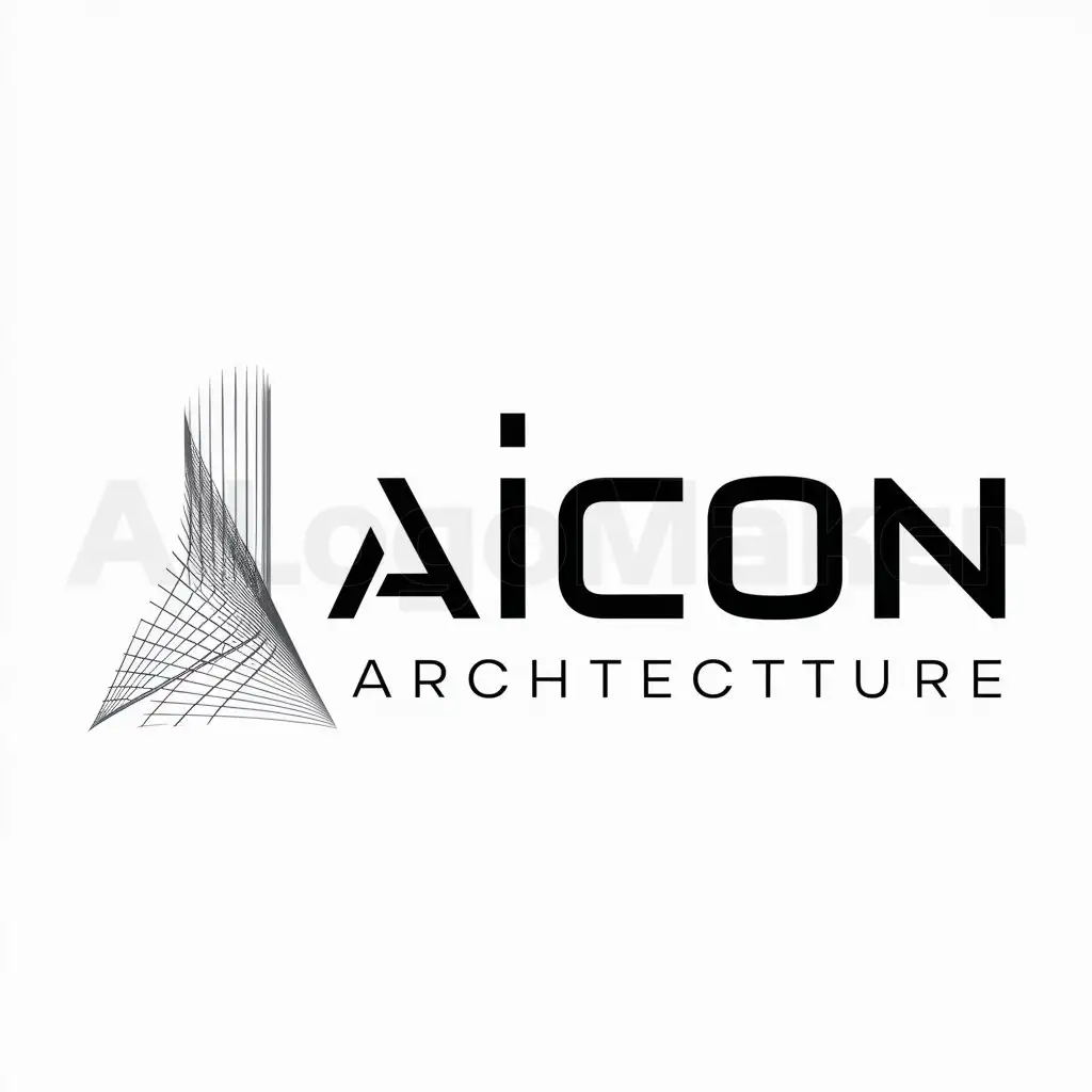a logo design,with the text "AICON", main symbol:PARAMETRIC LINES ABSTRACT FROM A BUILDING ABSTRACTION TOWER,Moderate,be used in ARCHITECTURE industry,clear background