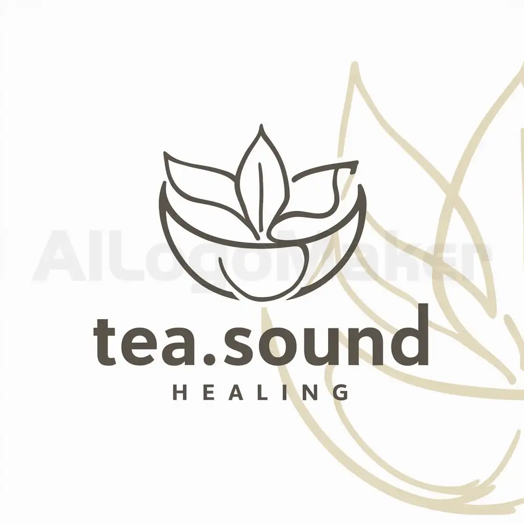 a logo design,with the text "tea.sound healing", main symbol:tea leaf, singing bowl, sound healing, meditation, relax, himalaya,Moderate,clear background
