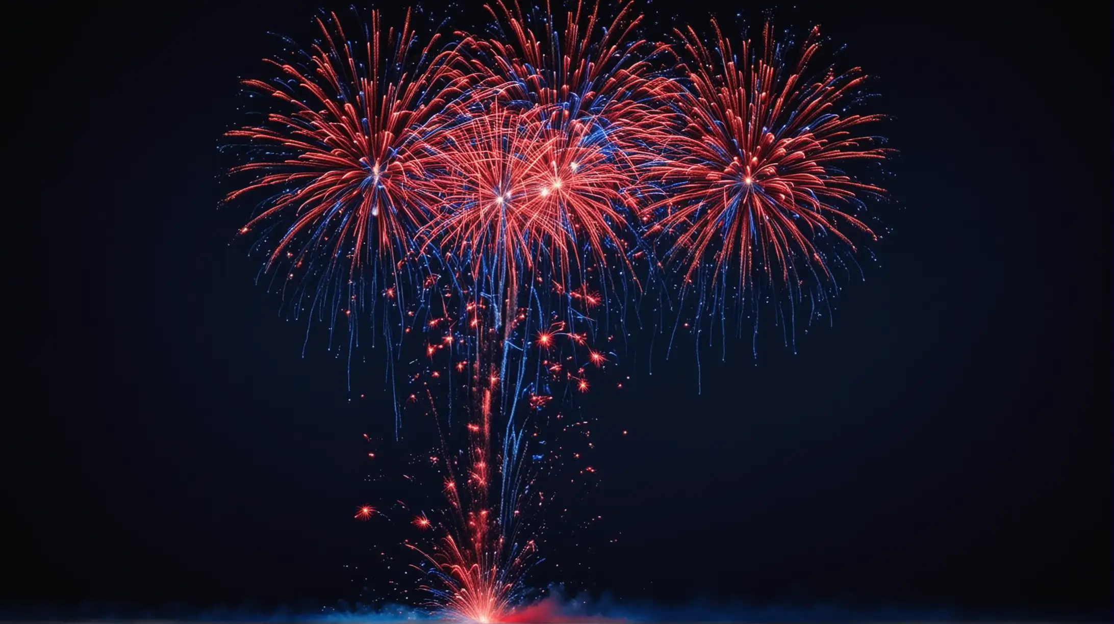 Vibrant Red Firework Cascade Against Dark Blue Sky