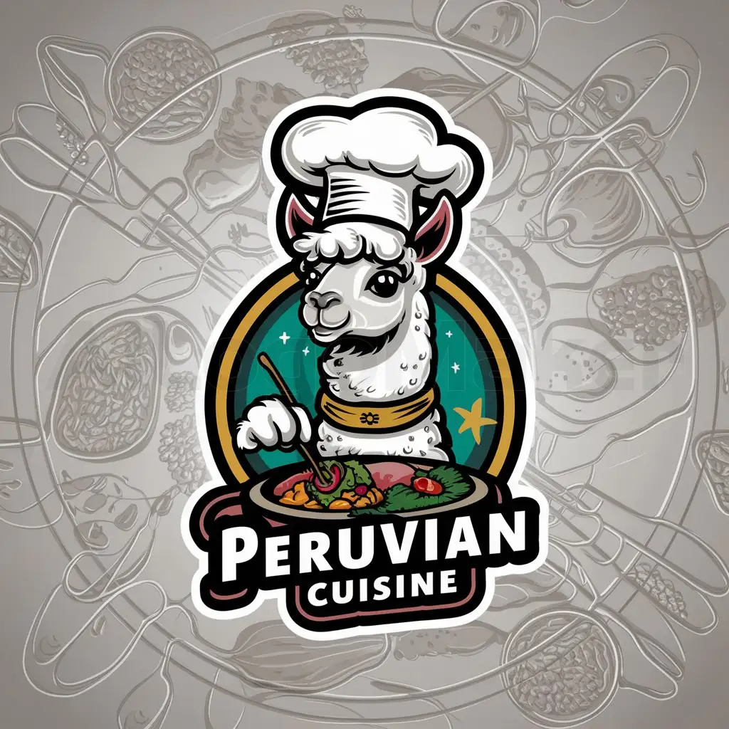LOGO-Design-for-Hungry-Llama-Peruvian-Culinary-Delight-with-Chef-Llama-in-Gold