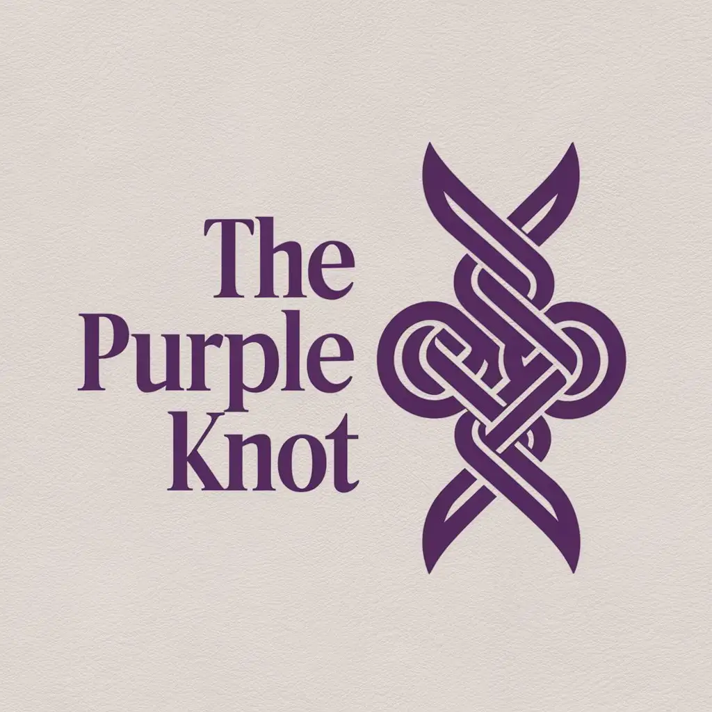 a logo design,with the text "The Purple Knot", main symbol:We need a logo vector focused on the motif of a knot, emphasizing the shop's name and its specialty. This logo should incorporate the motif of a knot. - Ensure the knot design symbolizes connection, unity, and the essence of tying gifts and flowers together. - Consider various styles for the knot. The preferred color is purple jam. must be white background,Moderate,clear background