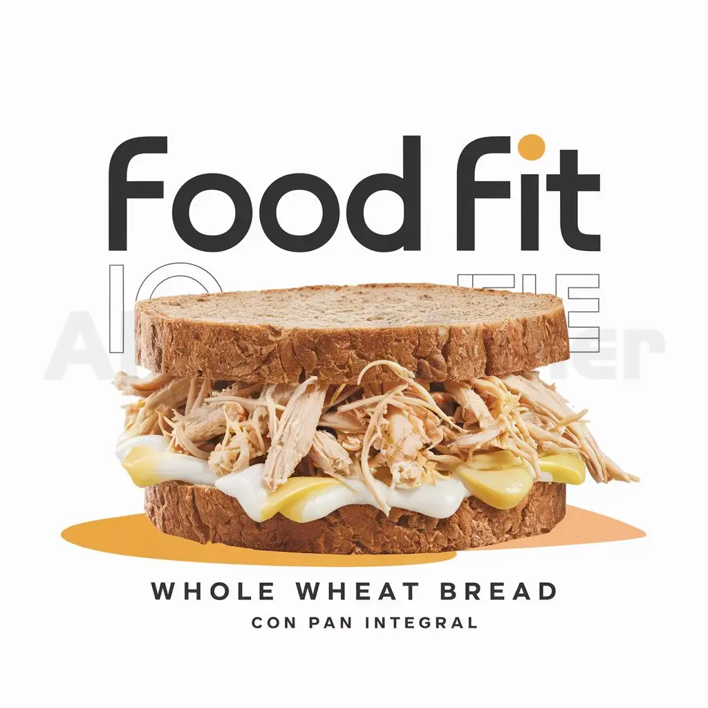 a logo design,with the text "food fit", main symbol:Sandwich, con pan integral filled with a mixture of shredded chicken with Greek yogurt,Moderate,clear background