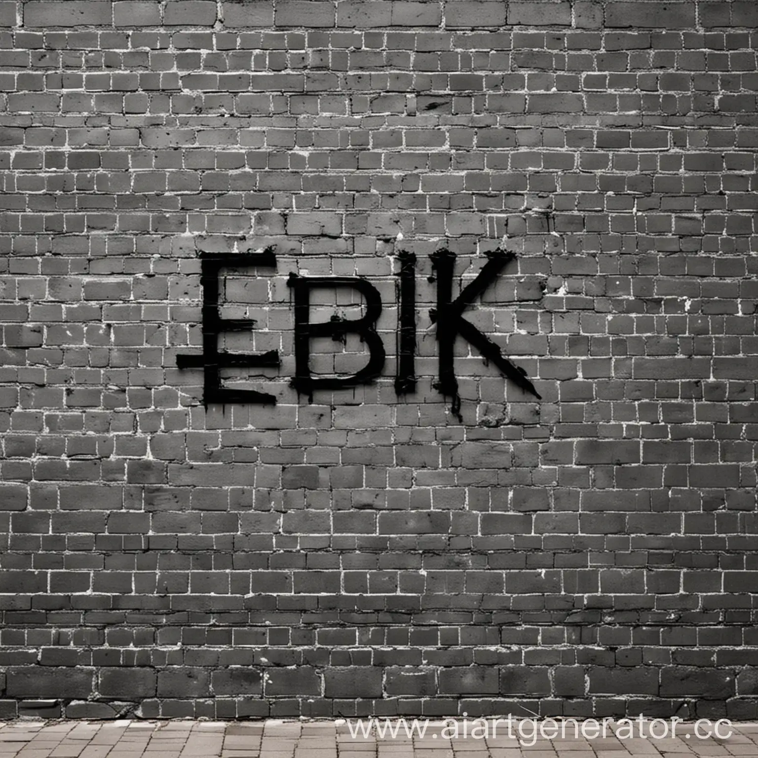 на серой кирпичной стене напиши черным цветом  ebik-daebik