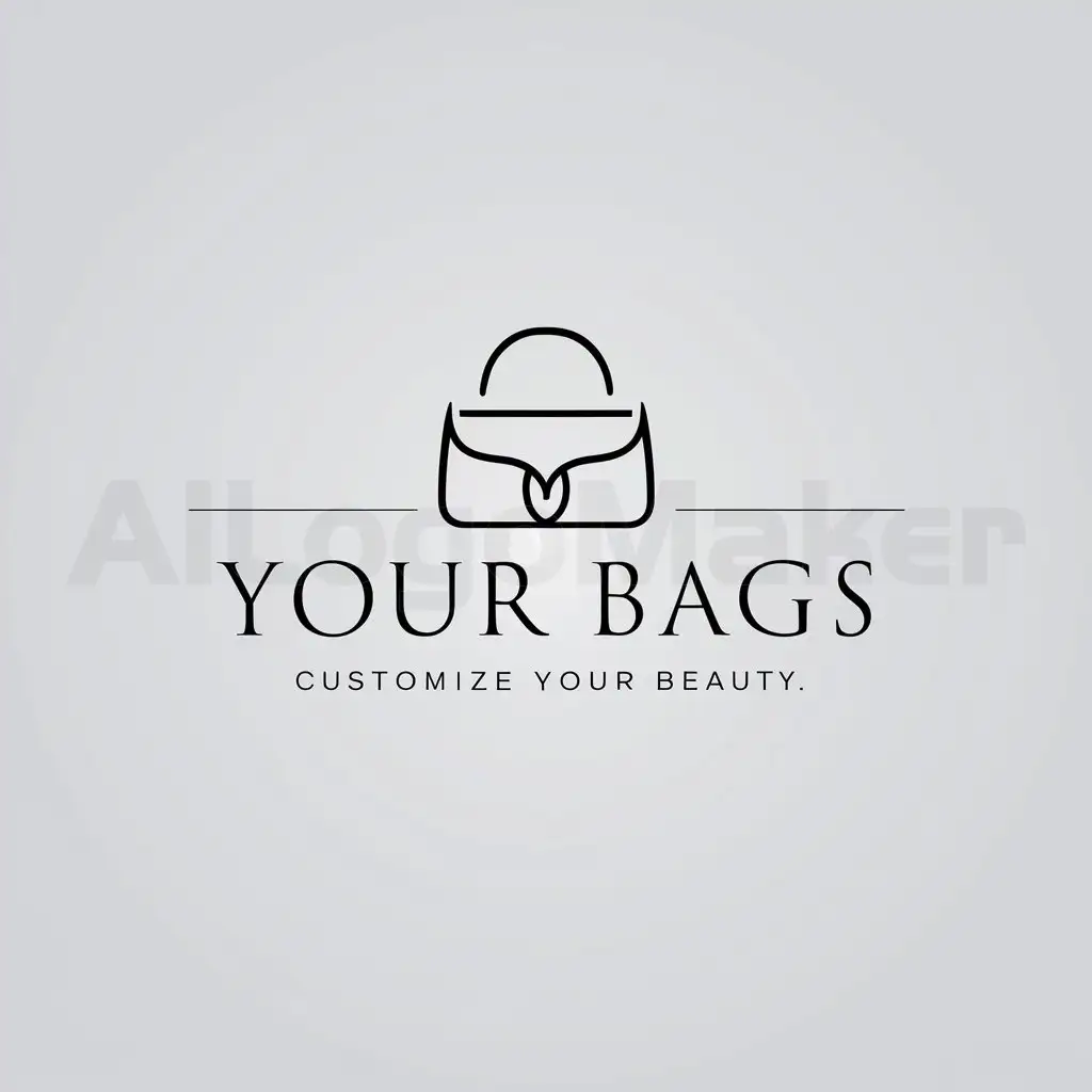 a logo design,with the text "YOUR Bags. Customize your beauty", main symbol:lady bag,Minimalistic,be used in Retail industry,clear background