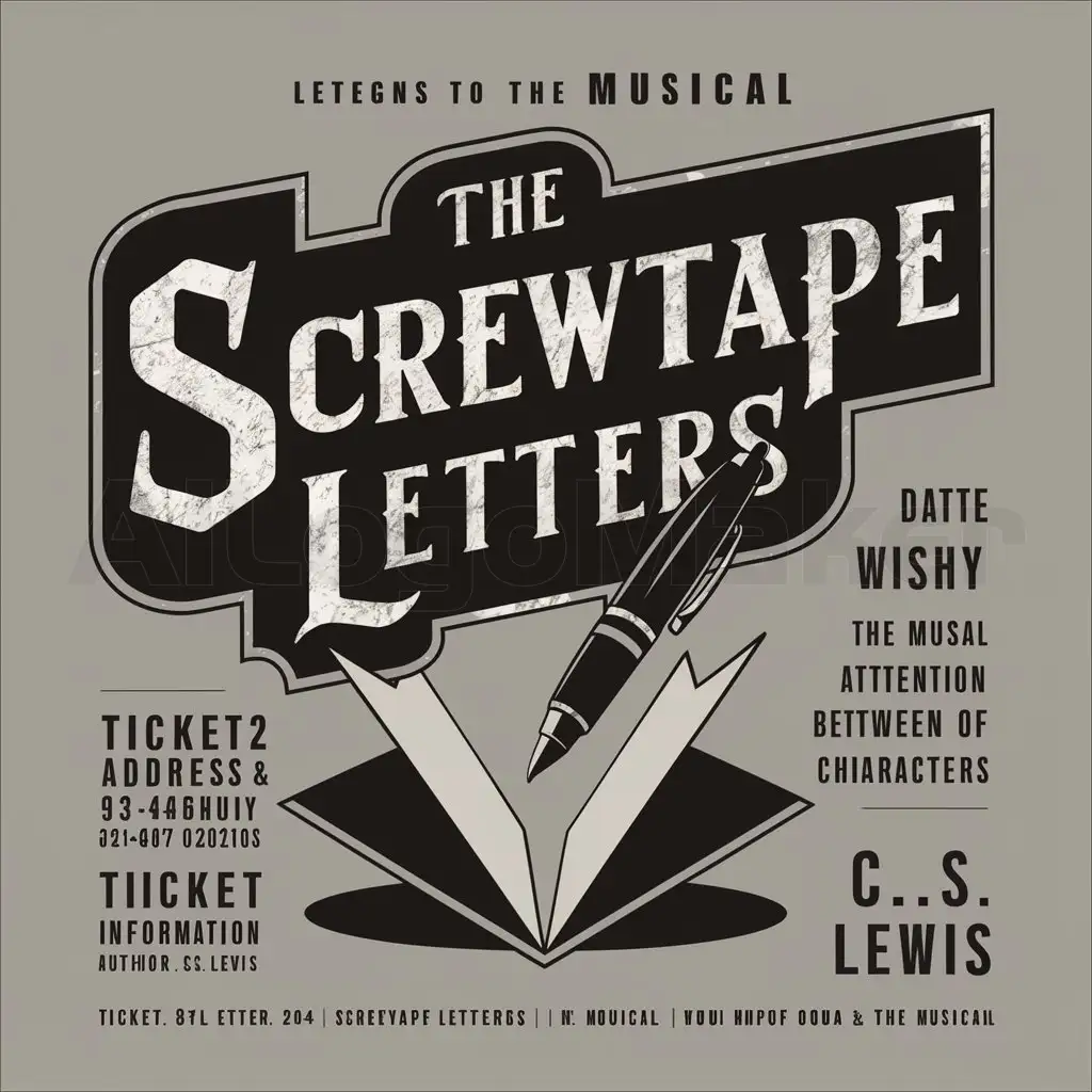 a logo design,with the text "The screwtape letters", main symbol:Create a poster design for the musical 'the screwtape letters'nDate nAddressnTicket nBooknAuthor: C.S. LewisnActor: Unknown,Moderate,clear background