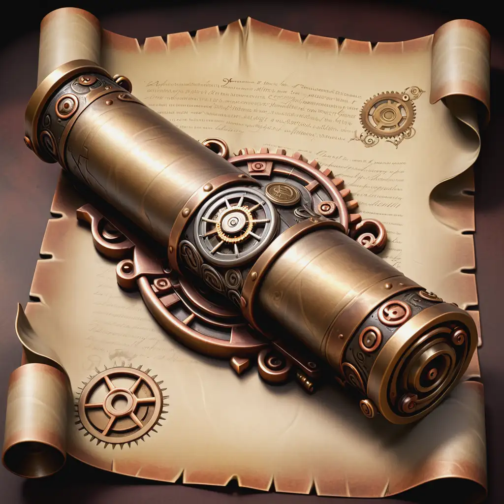 Steampunk Scroll Sealed with Mechanical Mechanism