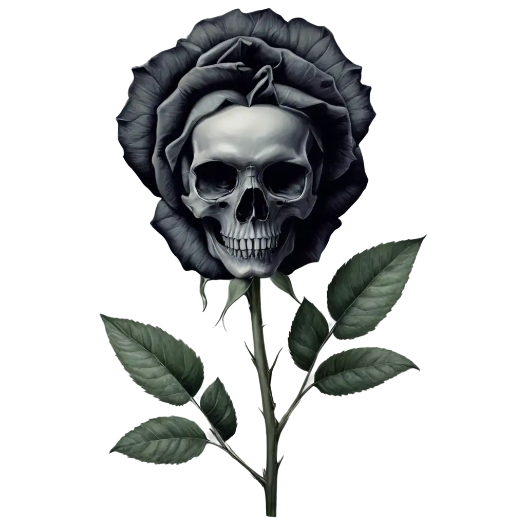 PNG-Image-of-a-Rose-with-a-Hidden-Skull-Among-Leaves-Artistic-Concept-and-Symbolism