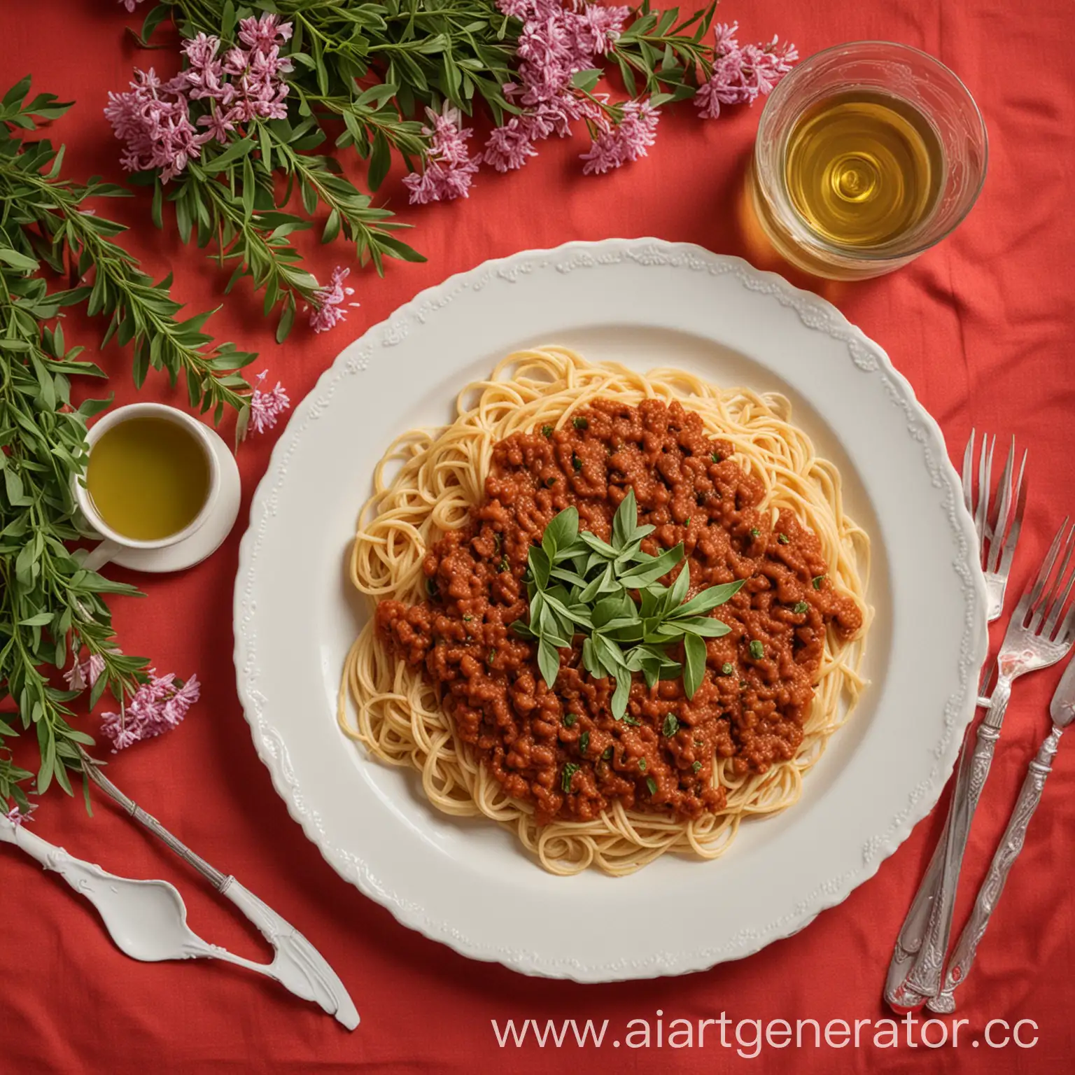 Italian-Breakfast-Spaghetti-Bolognese-and-Lilac-Accents