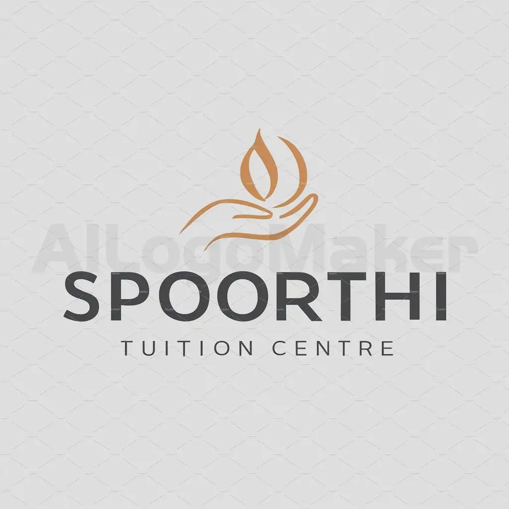 a logo design,with the text "Spoorthi Tuition Centre", main symbol:Lady hand holding fire,Moderate,be used in Education industry,clear background