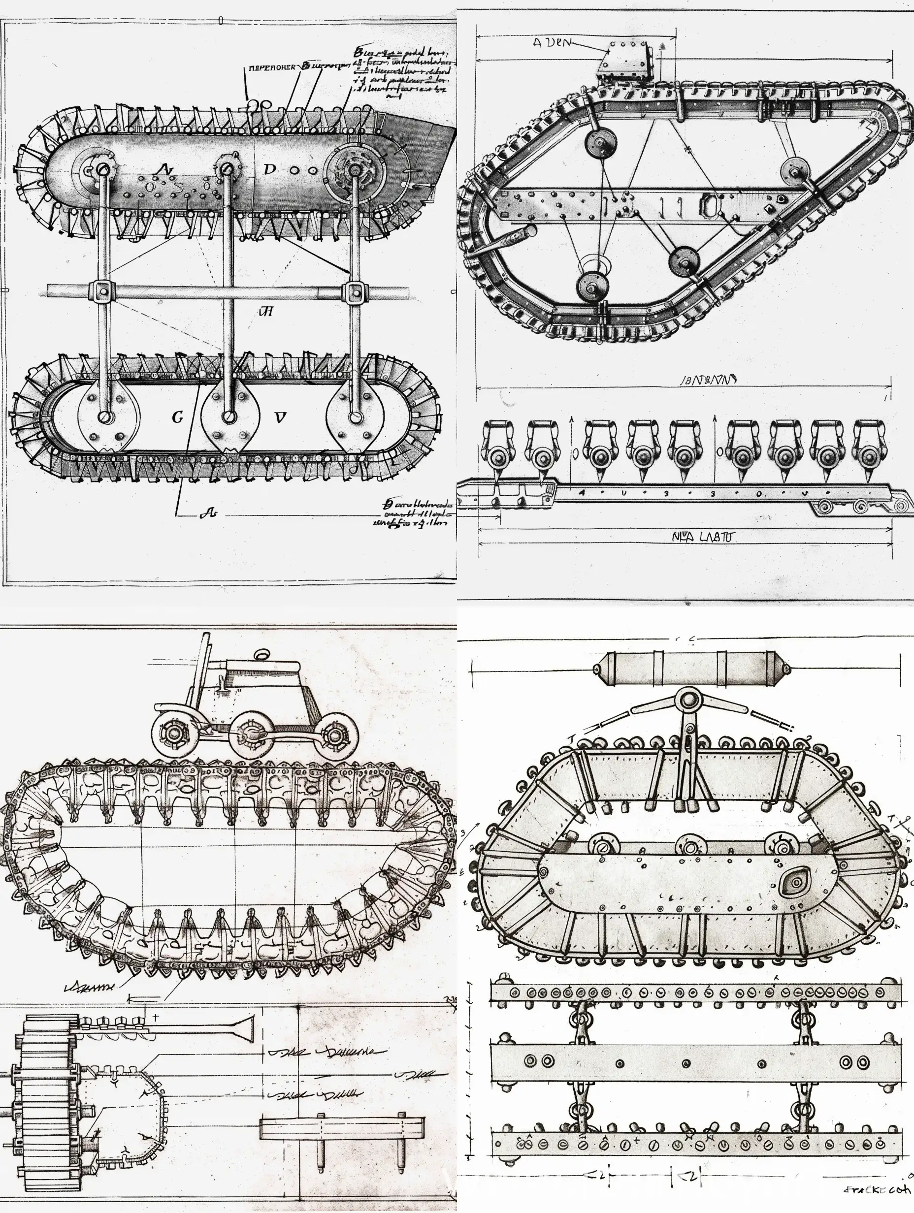 Da-Vinci-Style-Drawing-Caterpillar-Track-in-Three-Planes