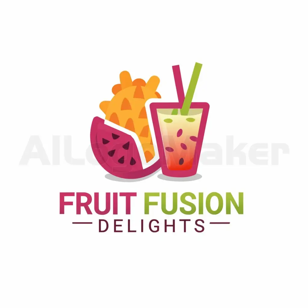a logo design,with the text "Fruit Fusion Delights", main symbol:jackfruit chips and melon shake,Minimalistic,be used in food industry,clear background
