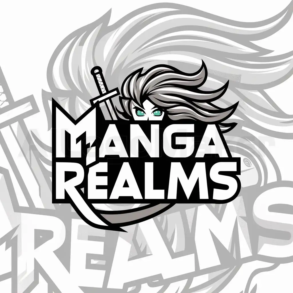 a logo design,with the text "MANGA REALMS", main symbol:manga,complex,clear background