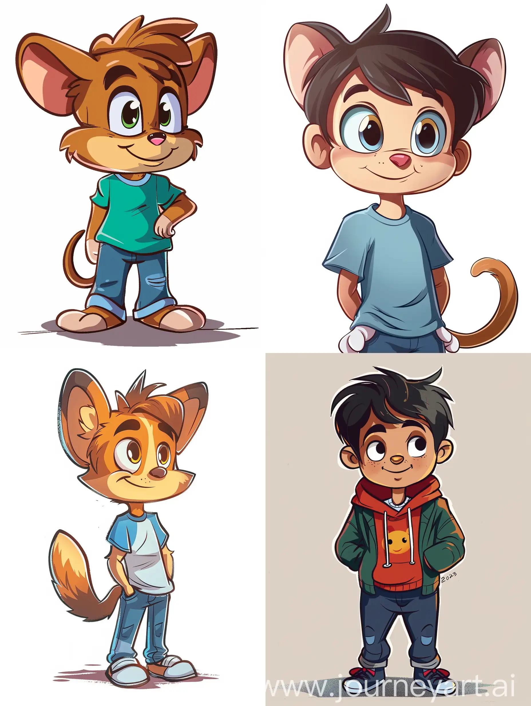 Beautiful boy character drawn in 2D with bright colors in the style of Tom and Jerry 2024 drawing
