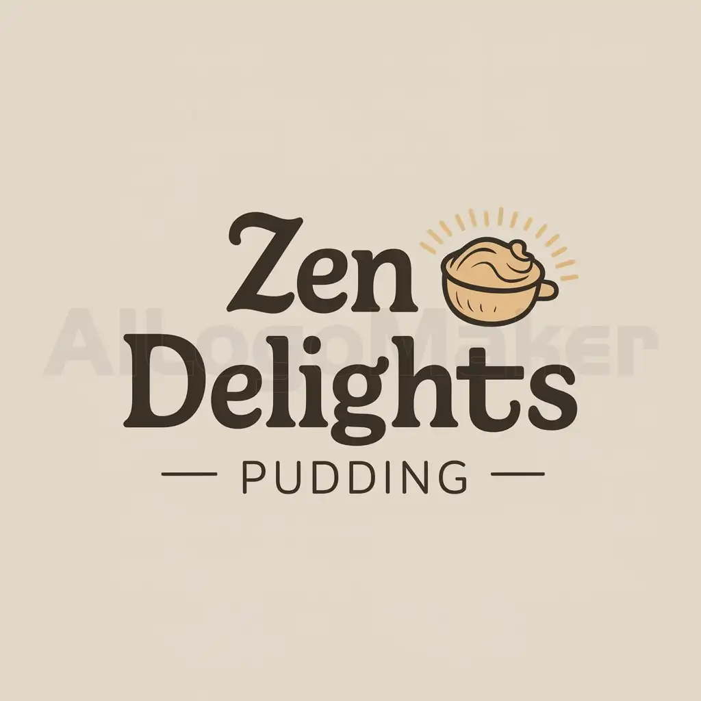 LOGO-Design-for-Zen-Delights-Pudding-Cartoon-Style-Emblem-for-Restaurant-Industry