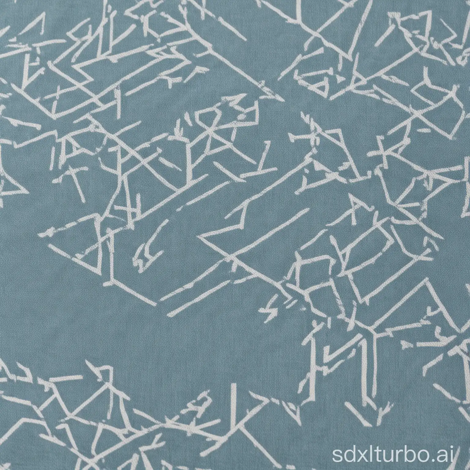 A close-up of a soft, cotton T-shirt. The T-shirt is light blue in color and has a unique pattern of geometric shapes. The fabric looks smooth and durable.