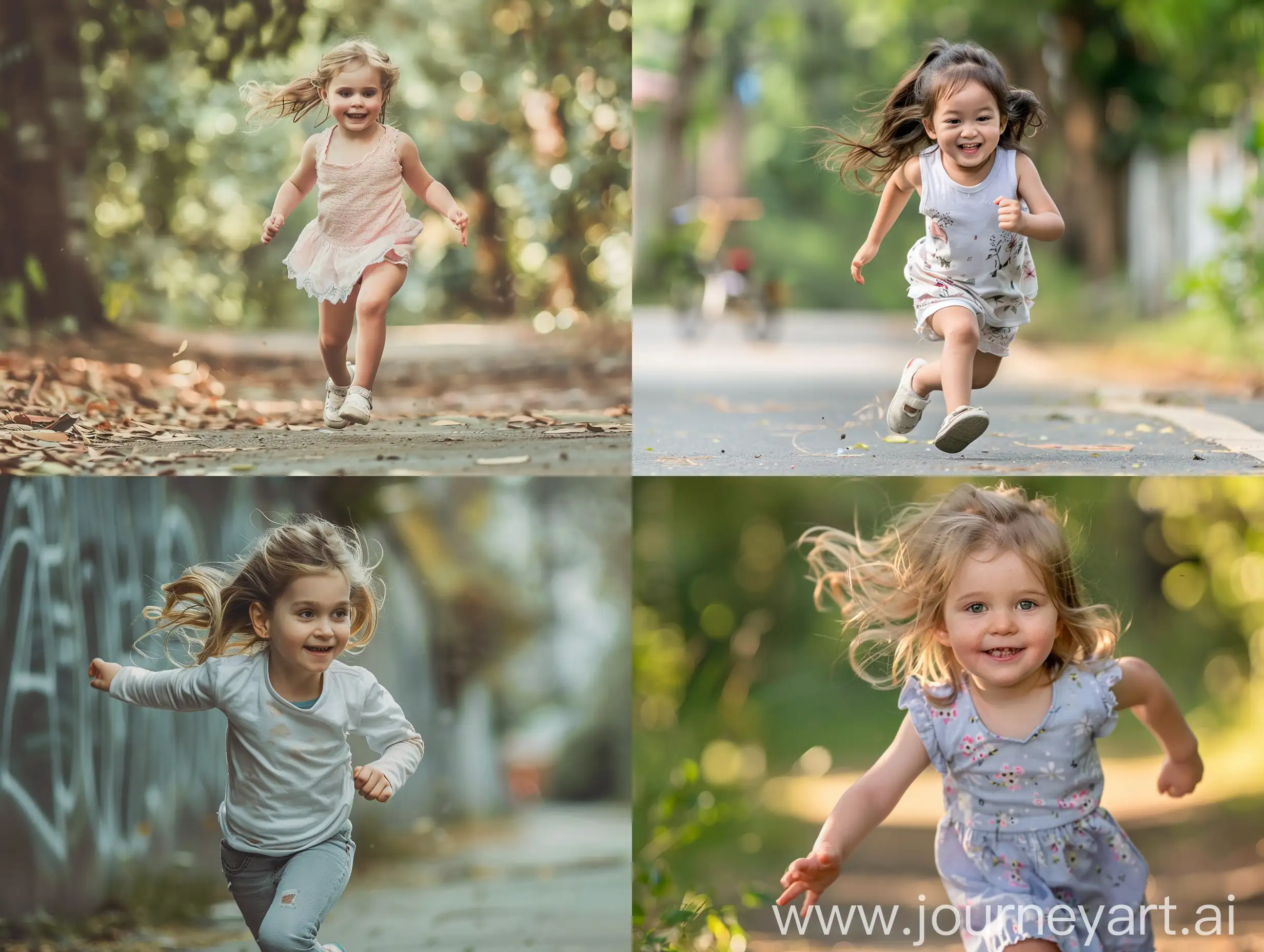 A  little girl run
