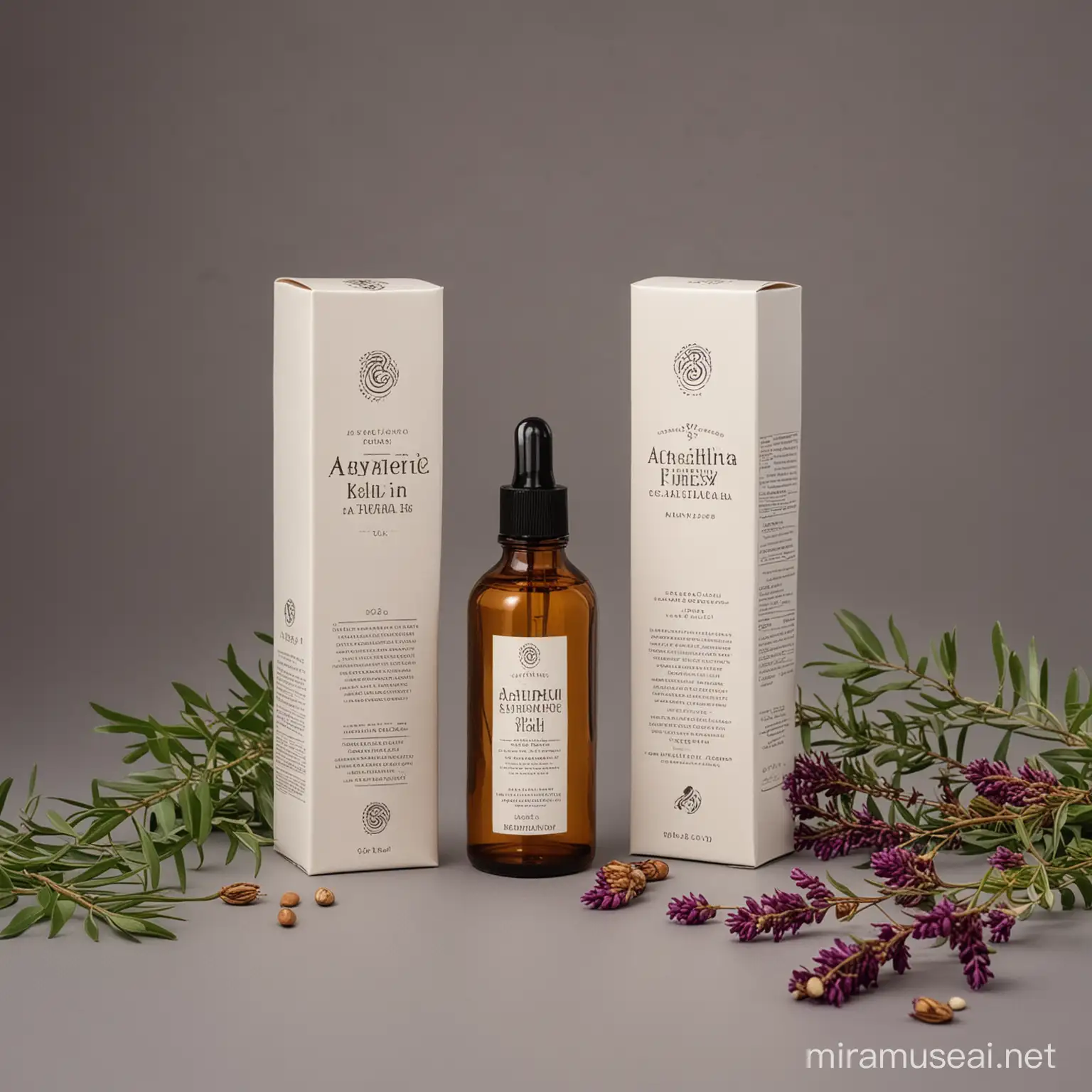 Ayurvedic Hair Oil Packaging Design with Natural Ingredients