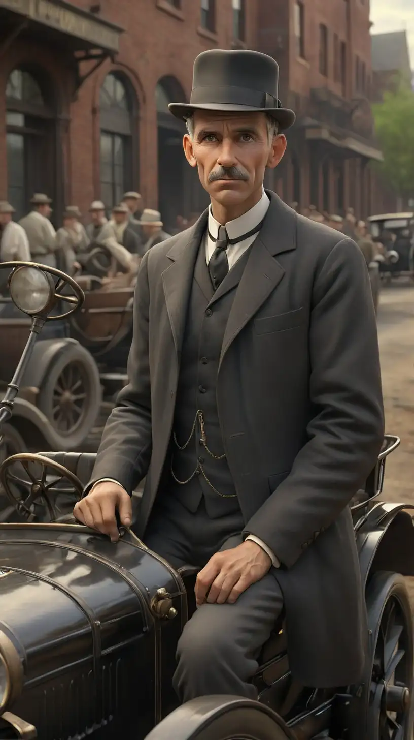 Cinematic and dramatic, 3d portrait.  
Era: 1896

Scene Background : You know him for the Model T, but Henry Ford was more than just a car guy.