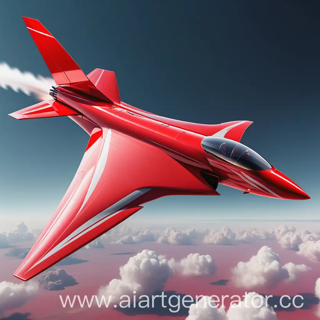 HighSpeed-Red-Airplane-Flying-in-Clear-Blue-Sky
