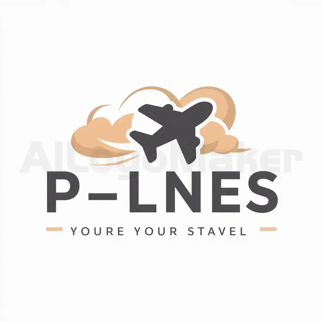 a logo design,with the text "P-Lines", main symbol:Airplane clouds,Moderate,be used in  Travel industry,clear background