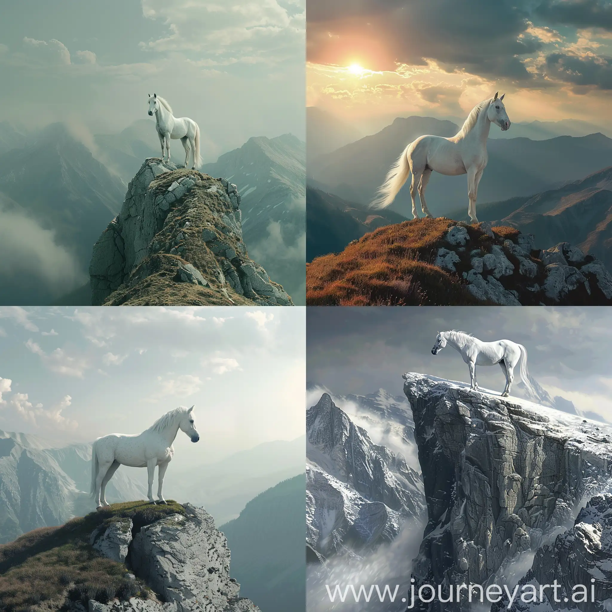 White-Horse-Standing-Majestically-on-a-Mountain-Peak