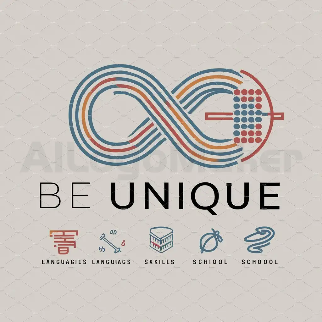 a logo design,with the text "be unique", main symbol:["infinite","soroban","languages","skills","school subjects"],Moderate,be used in Education industry,clear background