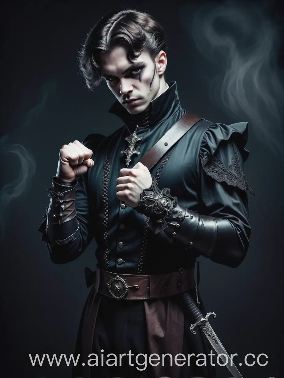Fantasy-Man-in-Victorian-Gothic-Costume-Holding-Short-Sword
