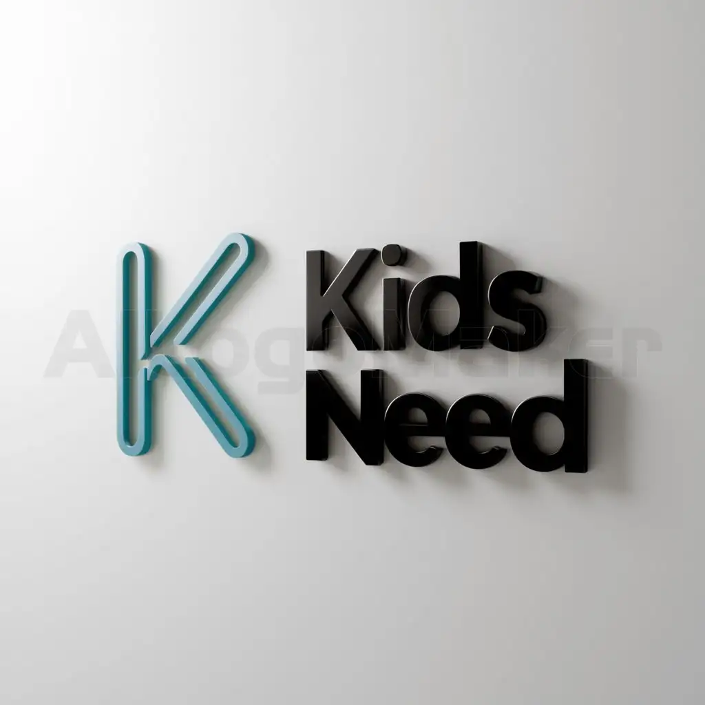 a logo design,with the text "Kids need", main symbol:K N,Minimalistic,clear background