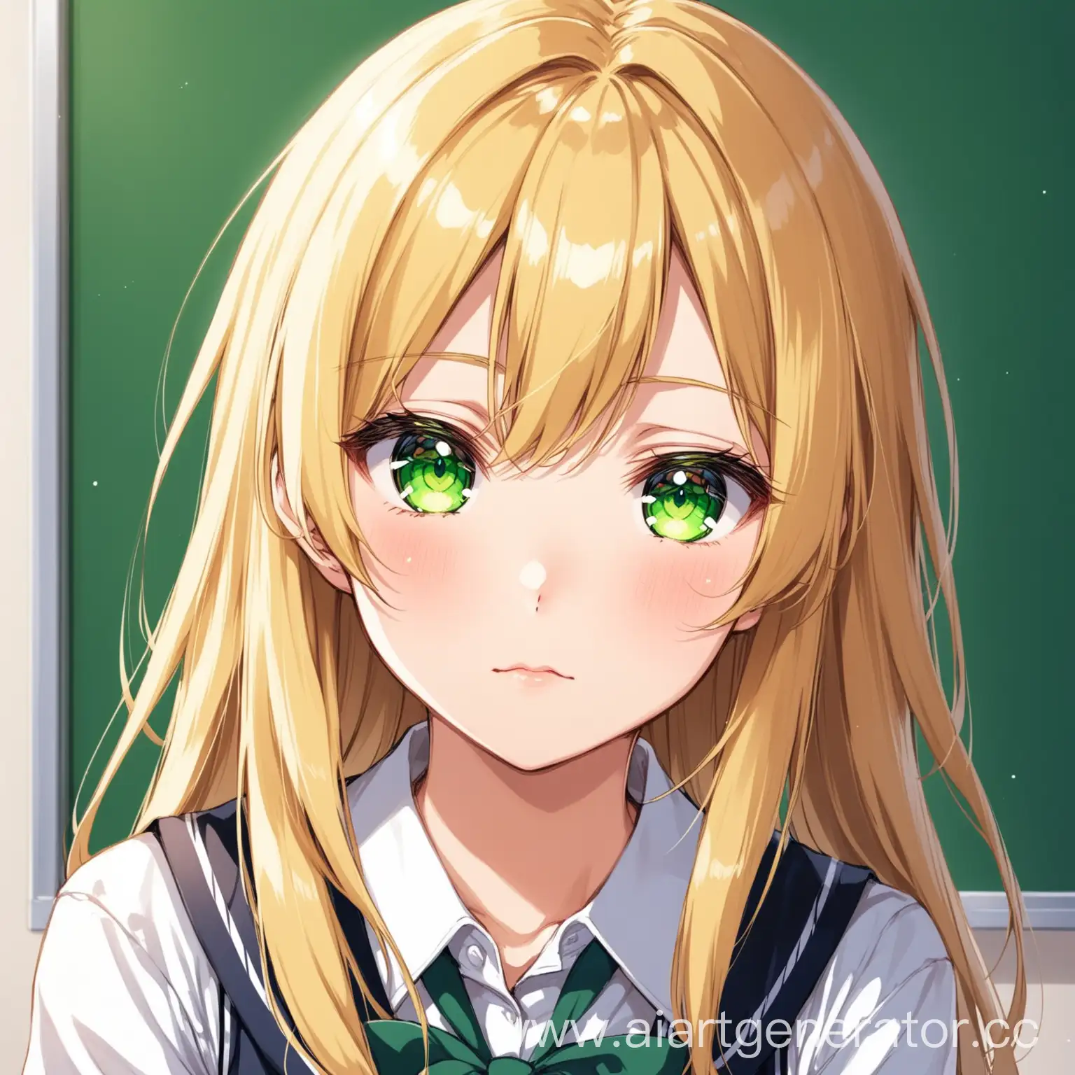 Blonde-Anime-Girl-with-Green-Eyes-and-School-Uniform-Cute-Character-Illustration