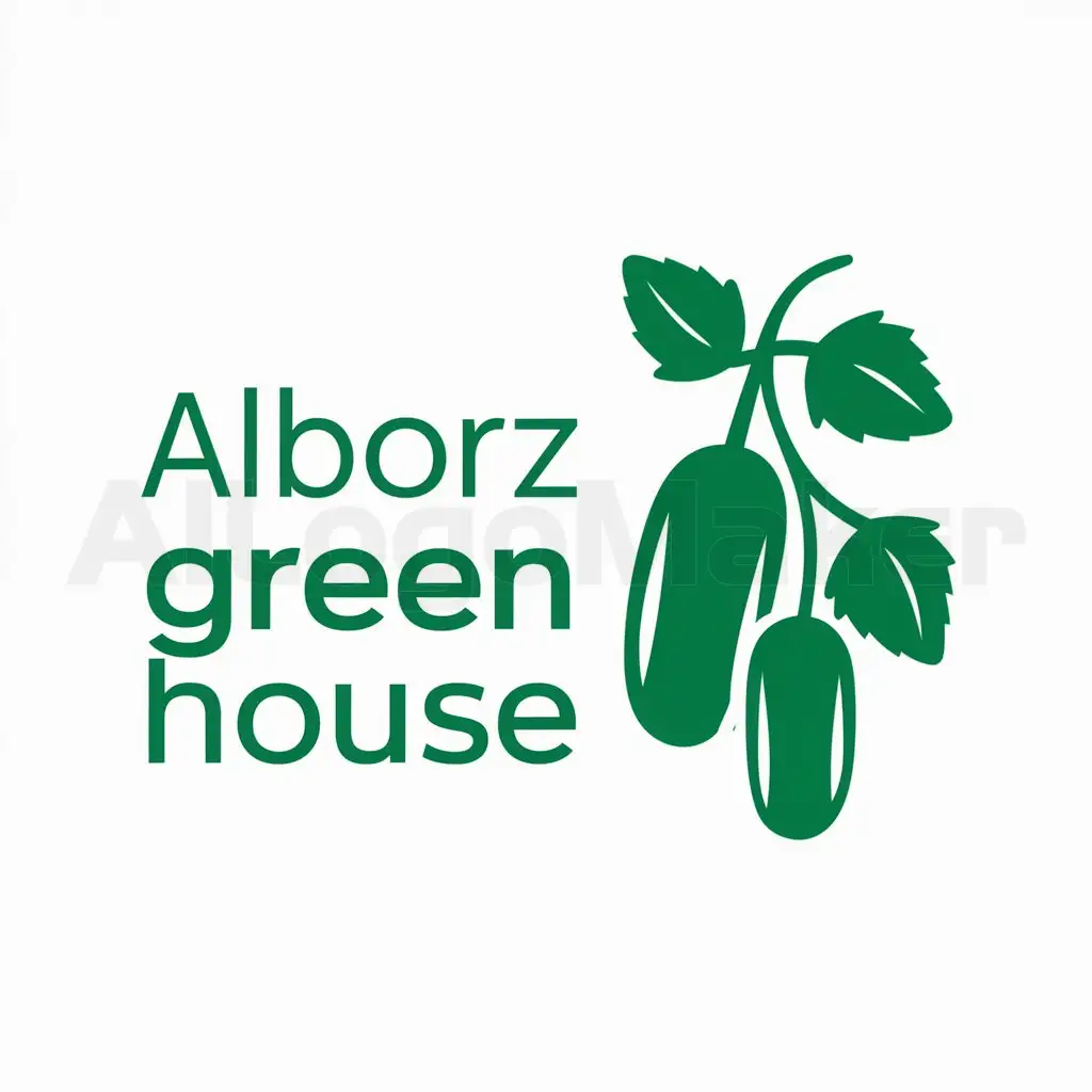 a logo design,with the text "Alborz green house", main symbol:cucumber plant,Moderate,be used in agriculture industry,clear background