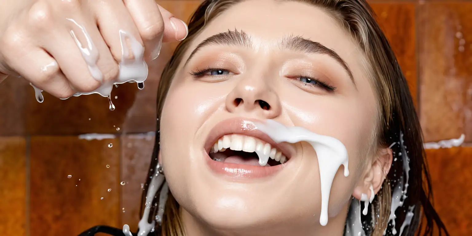 Chloe Grace Moretz with Overflowing Liquid Captivating Closeup Photography