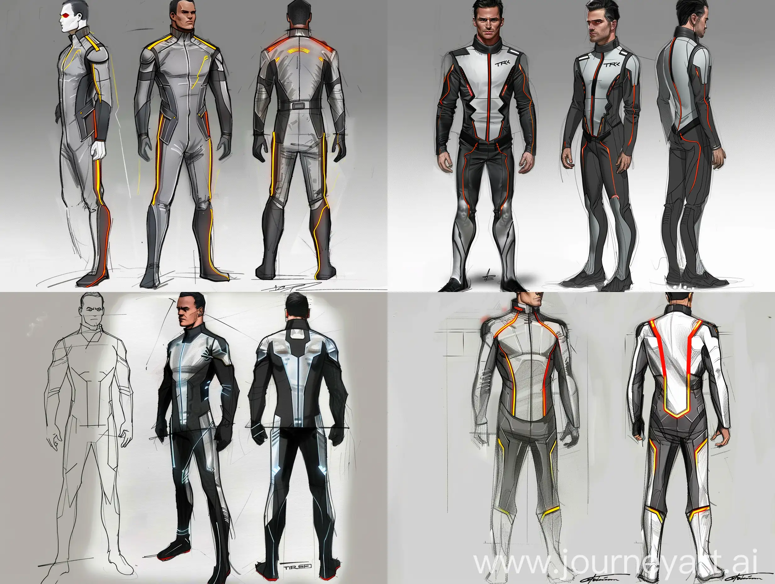 Men Fashion Sketch inspired by the film Tron
