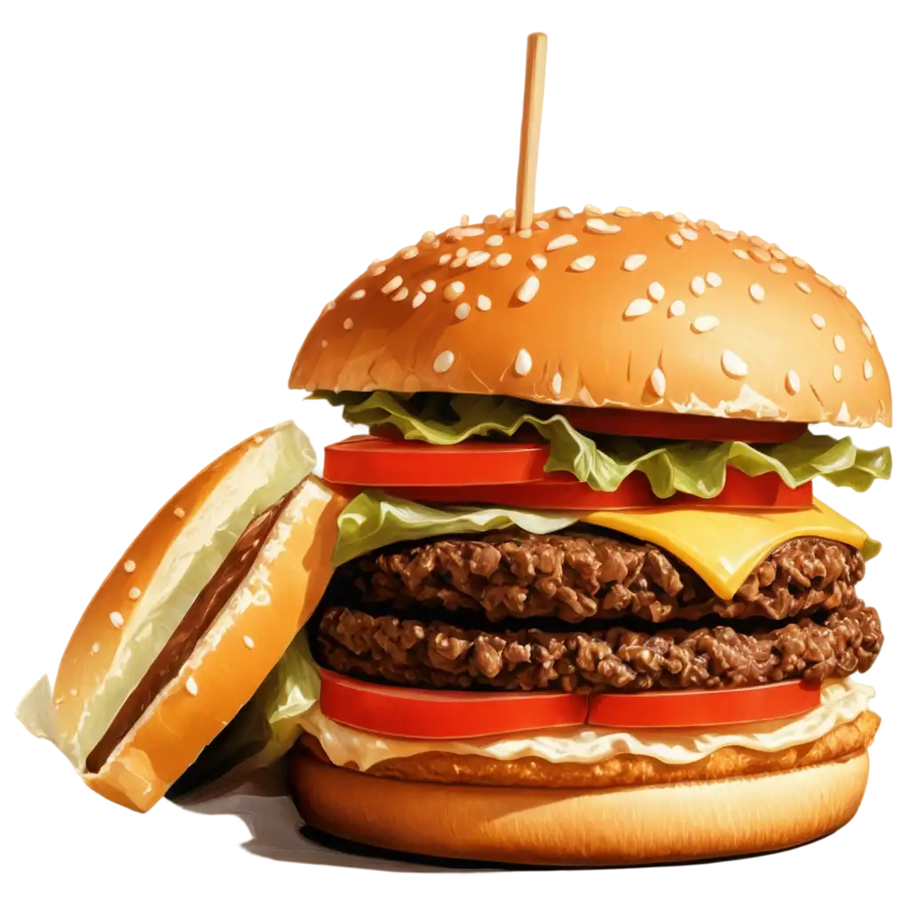 Burger with digital painting 