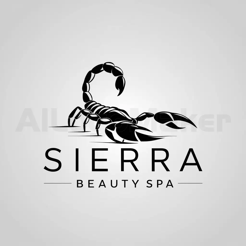 a logo design,with the text "SIERRA", main symbol:a beautiful realistic scorpion ,Minimalistic,be used in Beauty Spa industry,clear background